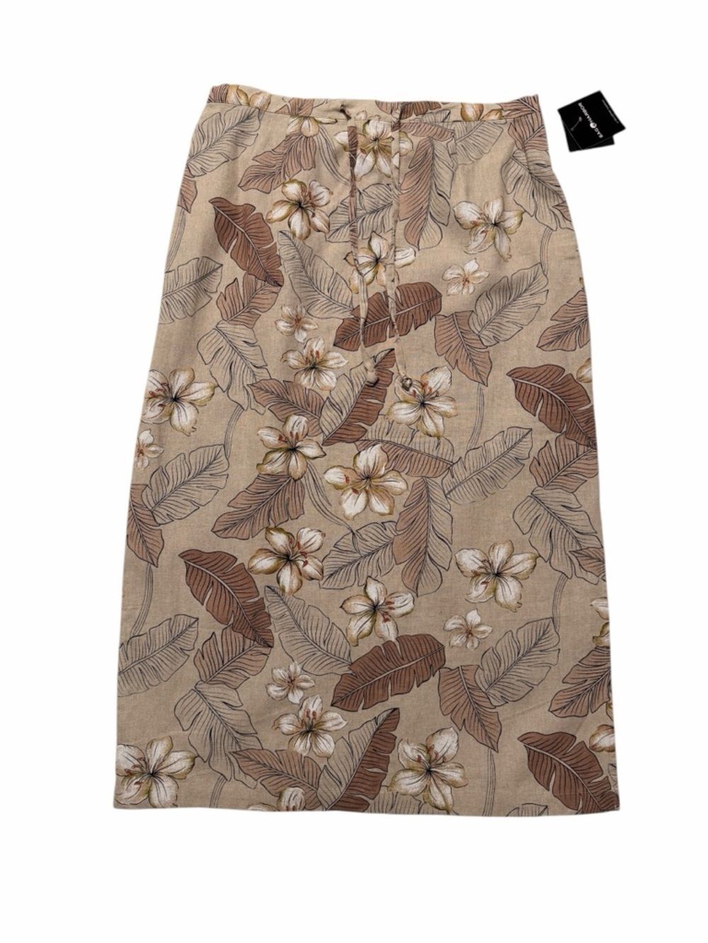 NWT Sag Harbor Tropical Floral Linen Blend Maxi Skirt Tan Brown Size 16 - Picture 4 of 8